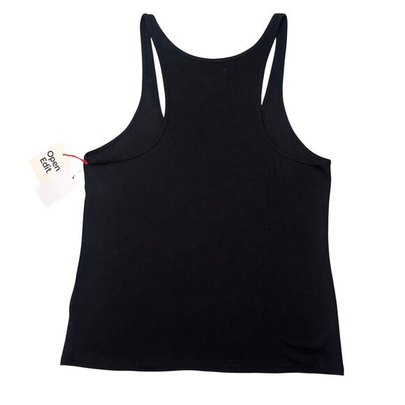 Open Edit Black Ribbed Racerback Tank Top Large Pima Cotton NWT - Picture 2 of 4
